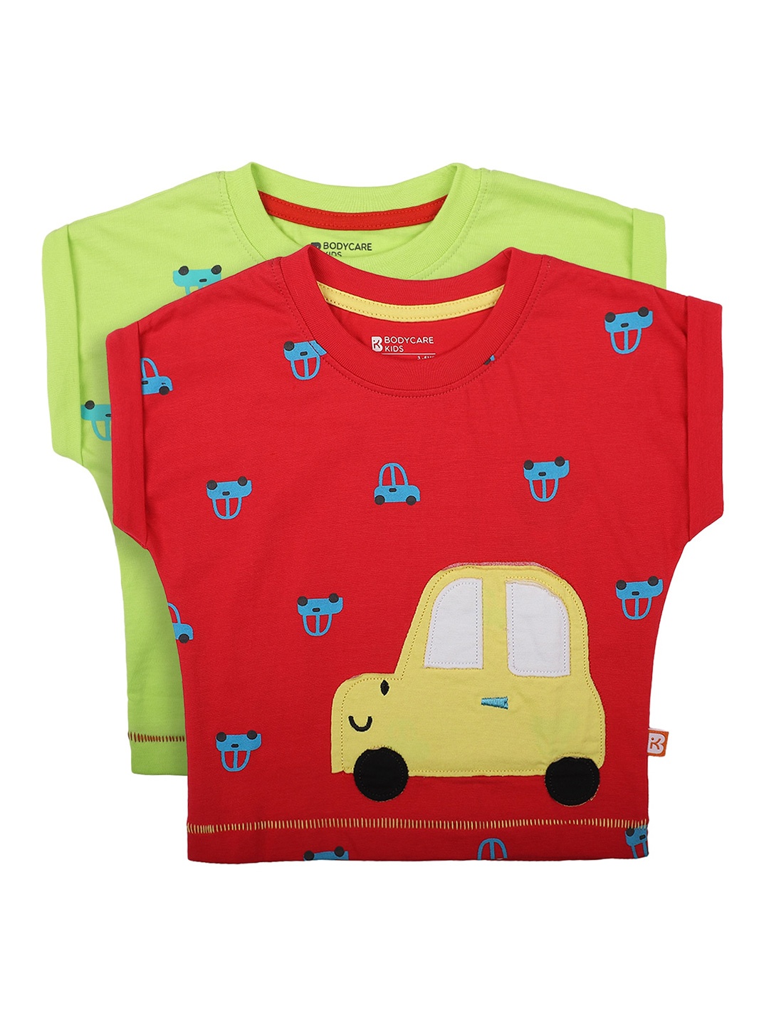 

Bodycare Kids Boys Green & Red Pack of 2 Printed Extended Sleeves Cotton T-shirt