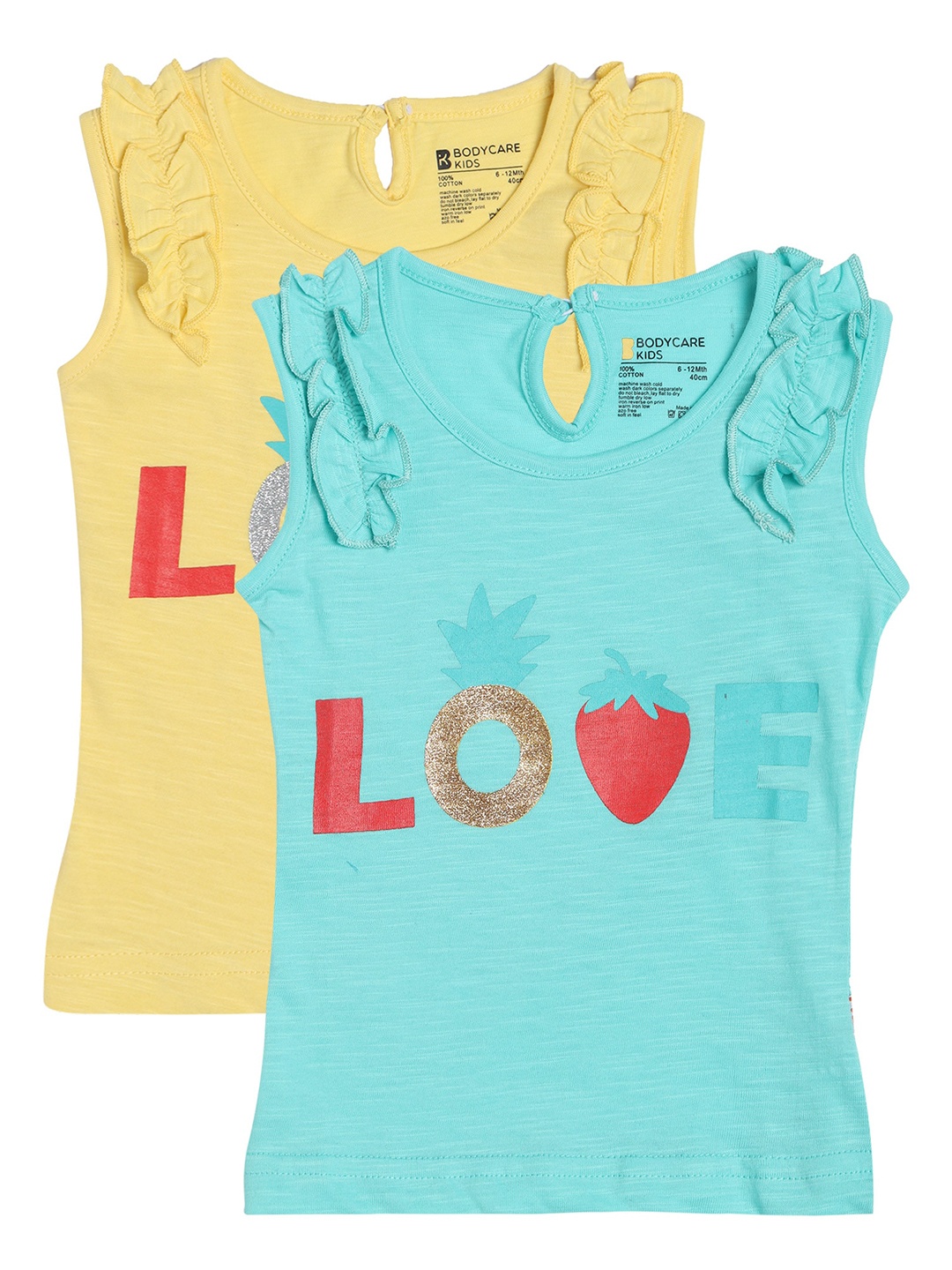 

Bodycare Kids Girls Green & Yellow Typography Pack of 2 Printed Cotton T-shirt