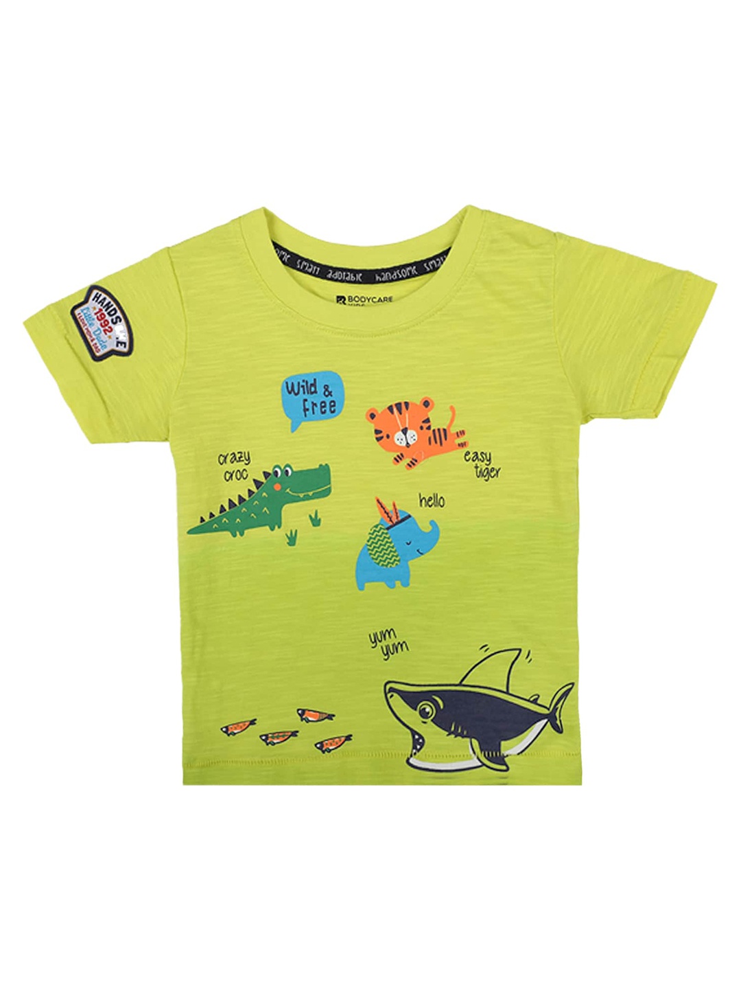 

Bodycare Kids Boys Green Printed Cotton T-shirt