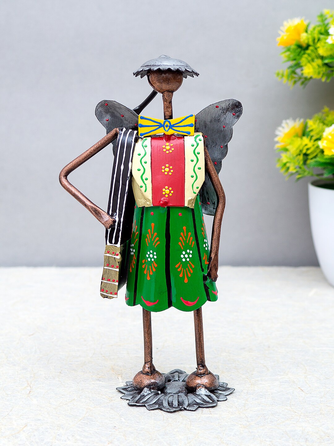 

Golden Peacock Red & Green Handcrafted & Handpainted Figurine Decorative Showpiece