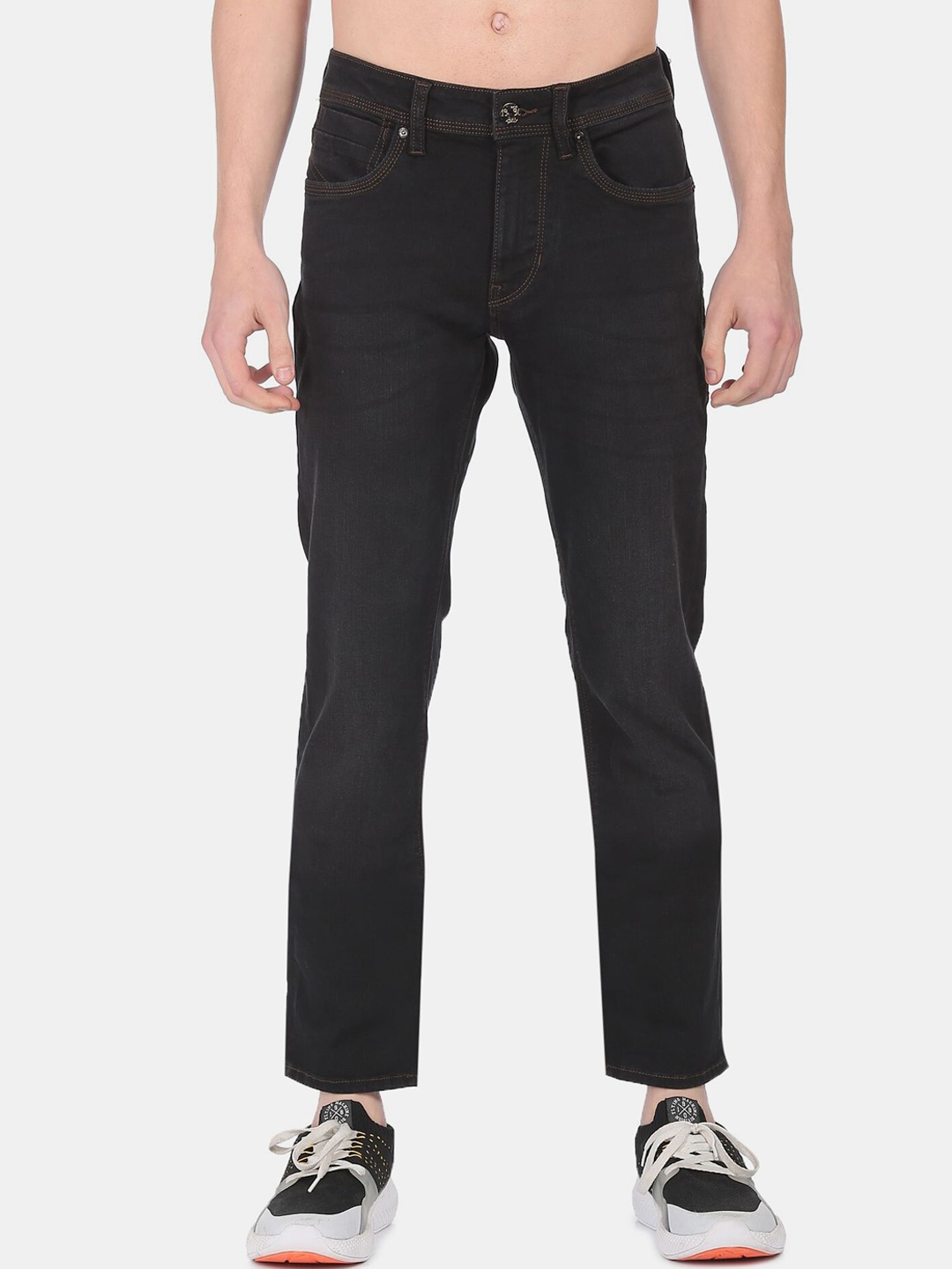 

Flying Machine Men Black Slim Fit Low Distress Jeans