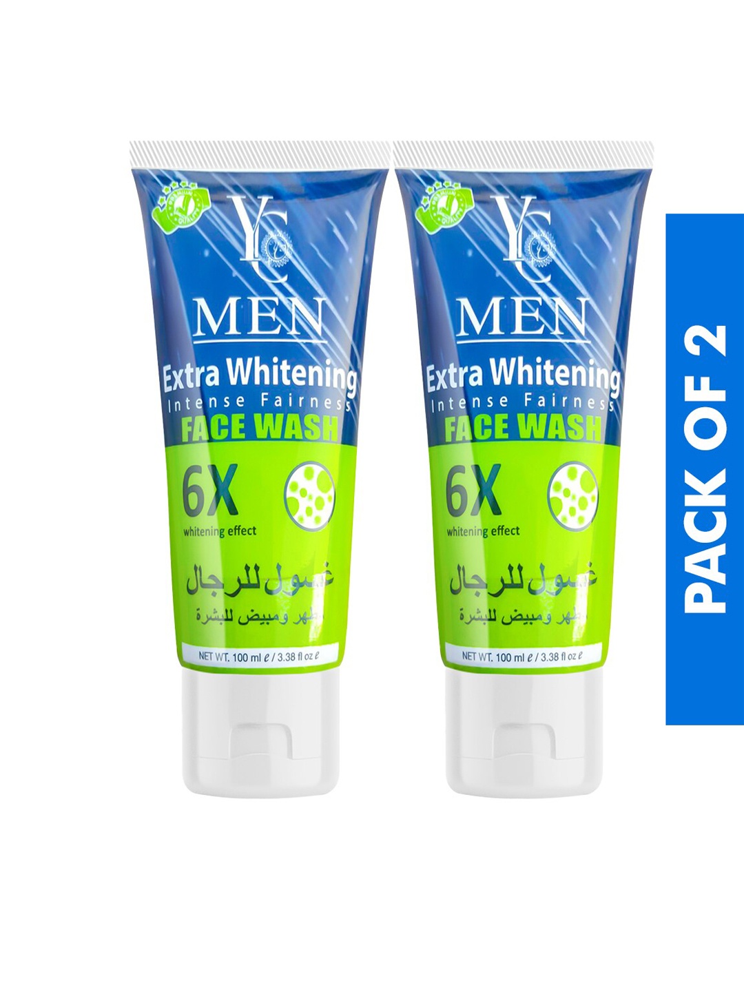 

Yc Set Of 2 Men Extra Whitening Face Wash 100 ml each, Green