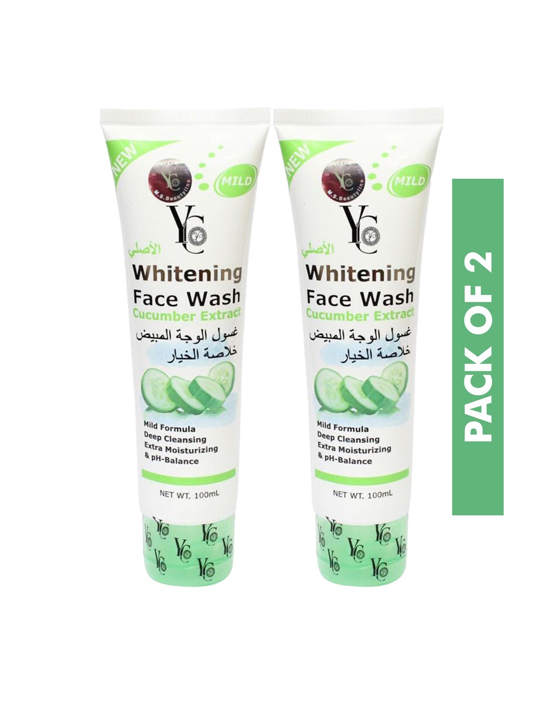 

Yc Set of 2 Whitening Face Wash Cucumber Extract,100 ml, Green