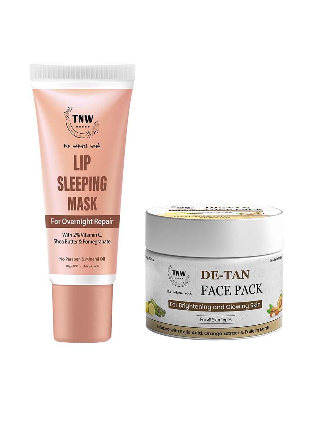 

TNW the natural wash Set of De-Tan Face Pack & Lip Sleeping Mask, Peach