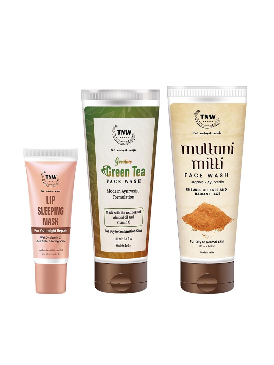 

TNW the natural wash Set of 2 Face Washes & Lip Sleeping Mask, White