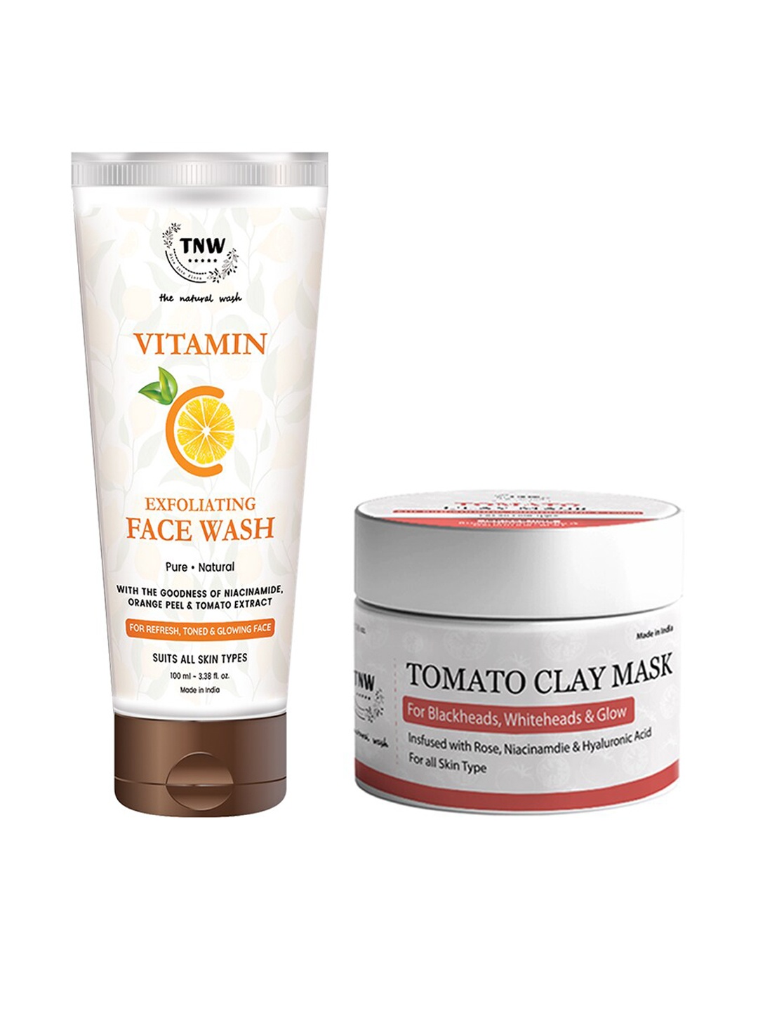 

TNW the natural wash Set of Tomato Clay Mask & Vitamin C Exfoliating Face Wash, White