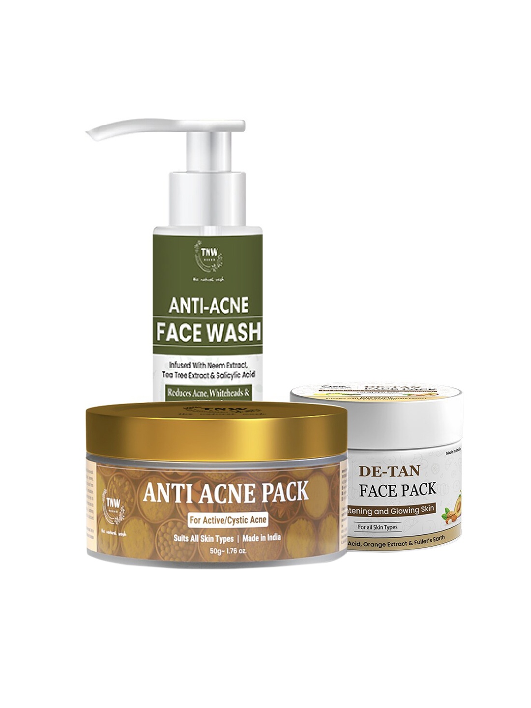 

TNW the natural wash Set of De-Tan Face Pack-Anti Acne Pack & Face Wash, Green