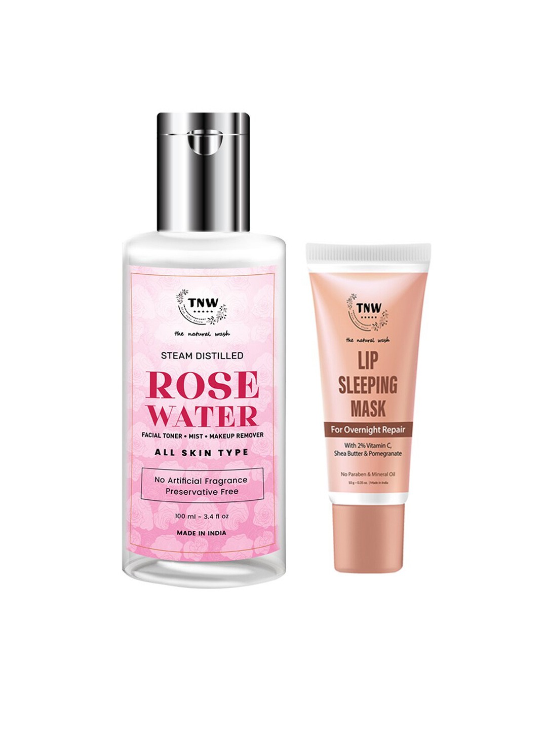 

TNW the natural wash Set of Rose Water Toner & Lip Sleeping Mask, Pink