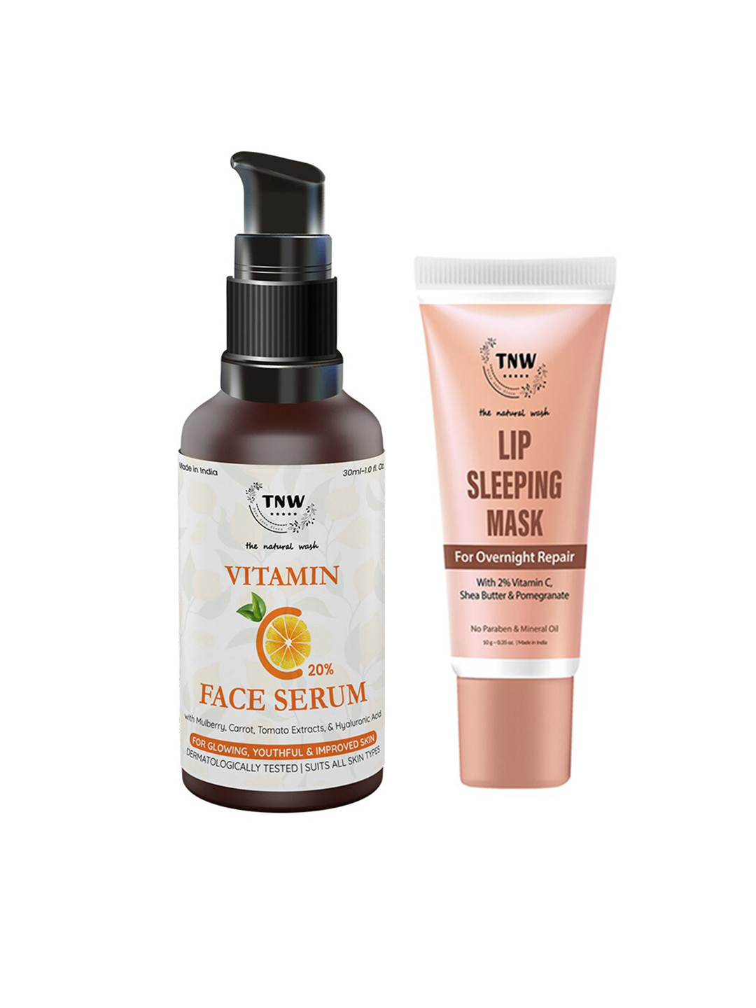 

TNW the natural wash Set of Vitamin C 20% Face Serum & Lip Sleeping Mask, White