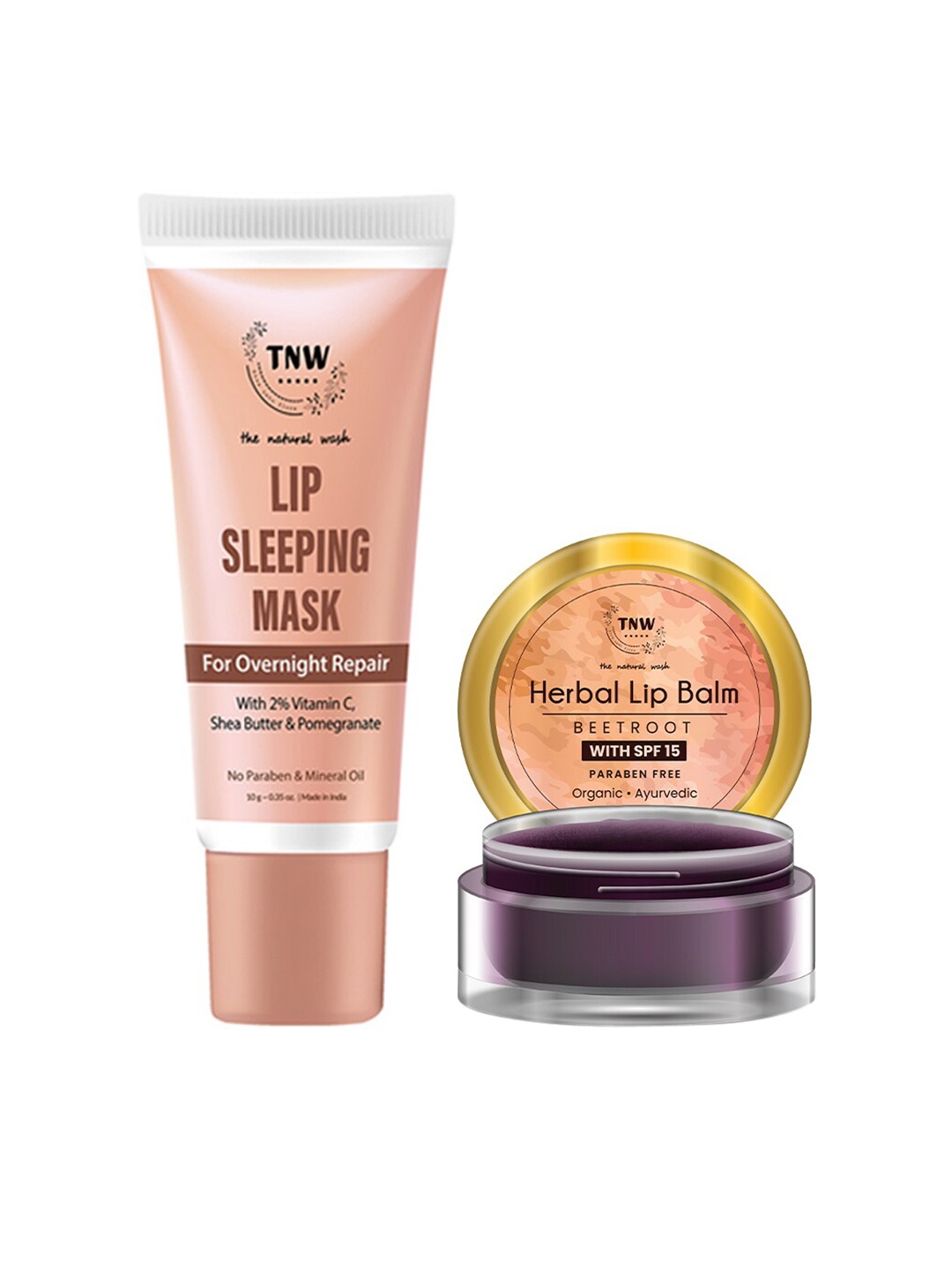 

TNW the natural wash Set of Beetroot Lip Balm & Lip Sleeping Mask, Pink