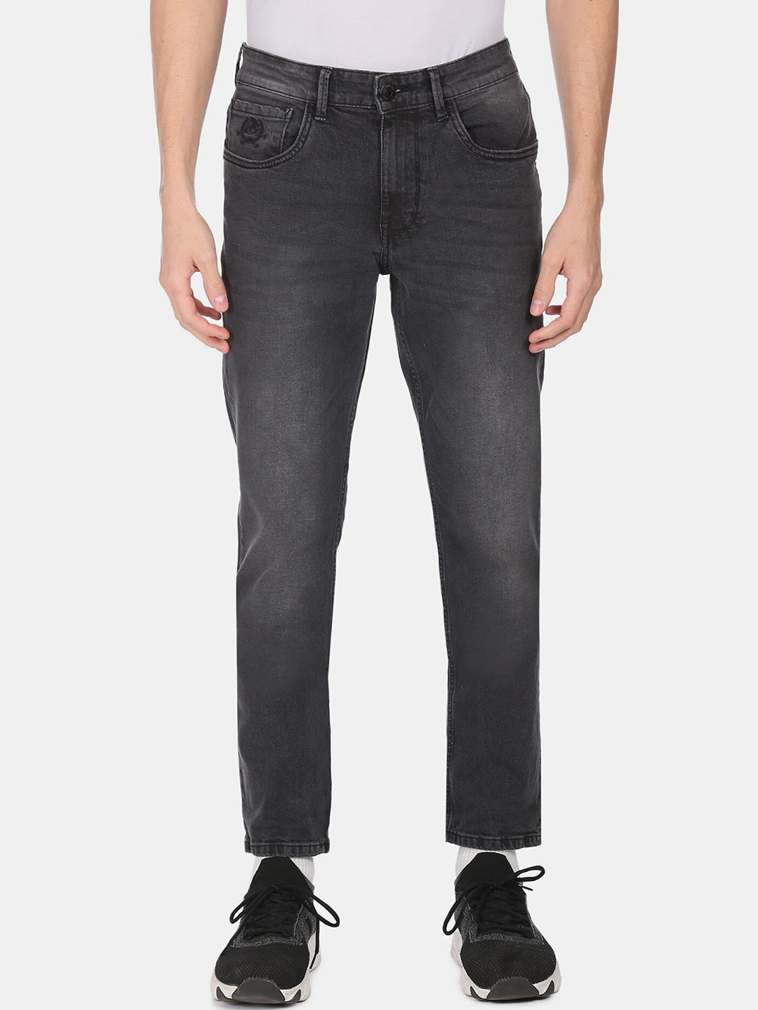 

U.S. Polo Assn. Denim Co. Denim Co. Men Black Slim Fit Low Distress Heavy Fade Cropped Jeans