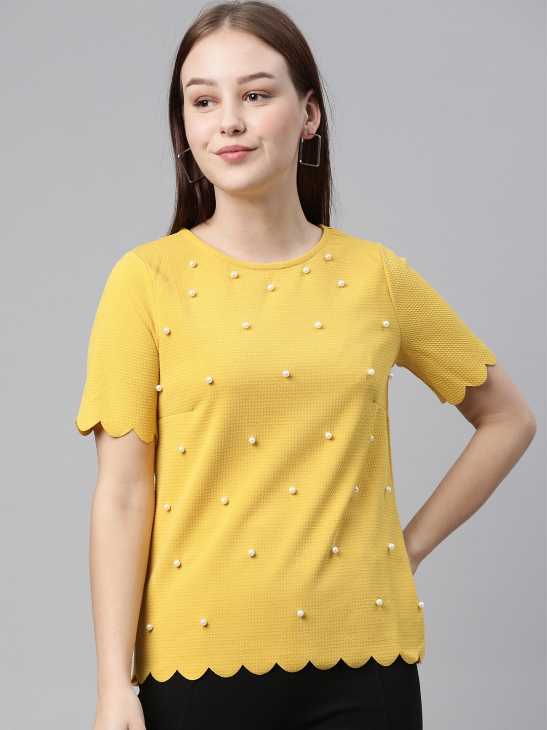 

LAYA Yellow Embellished Top