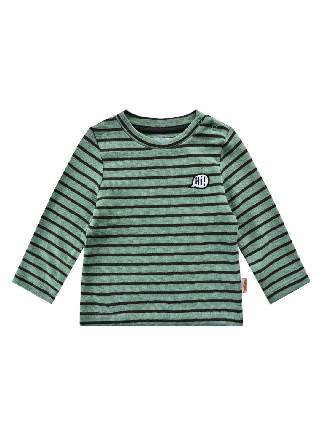 

milou Boys Green Striped Pure Cotton T-shirt
