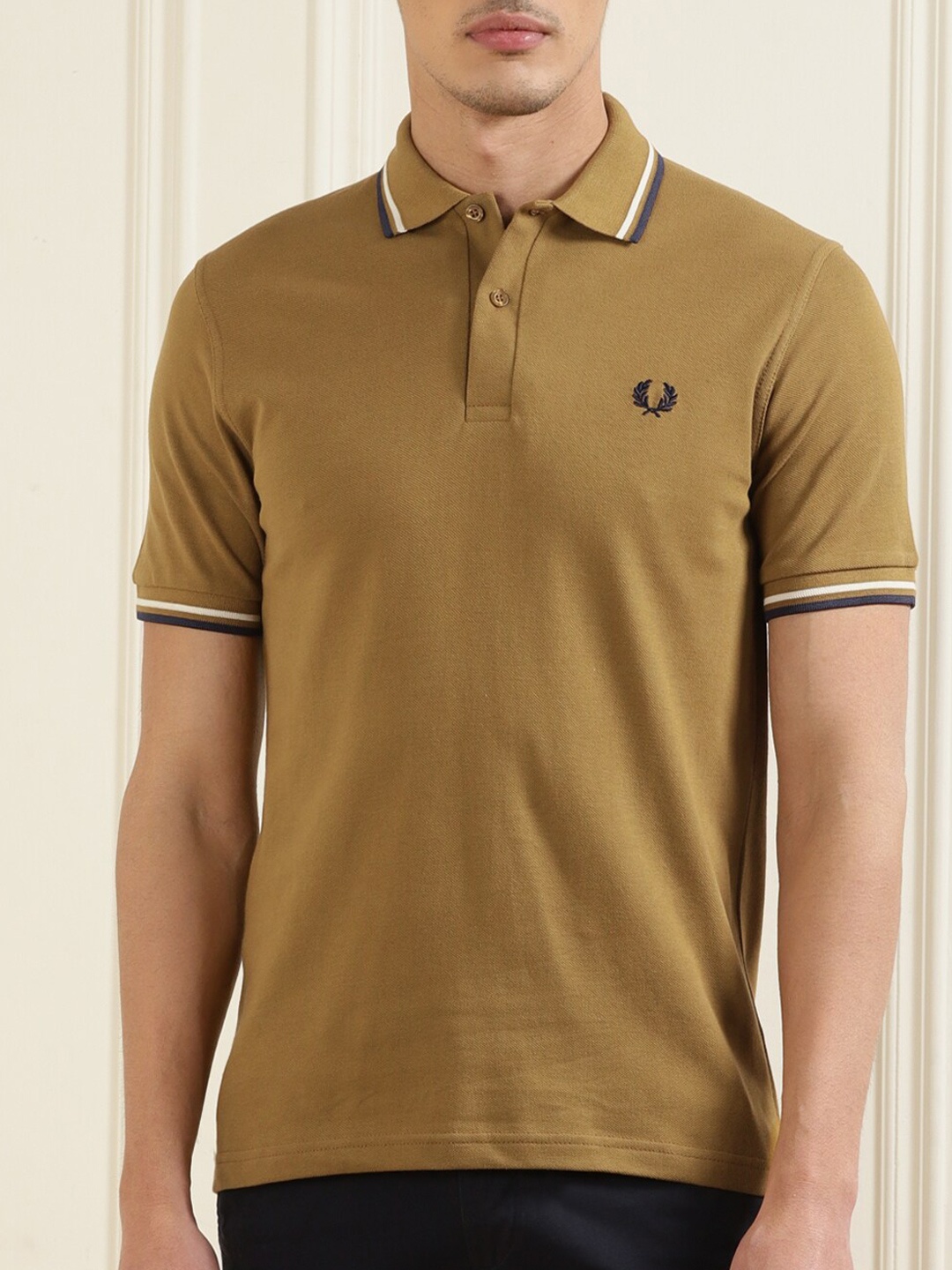 

Fred Perry Men Brown Polo Collar Applique T-shirt