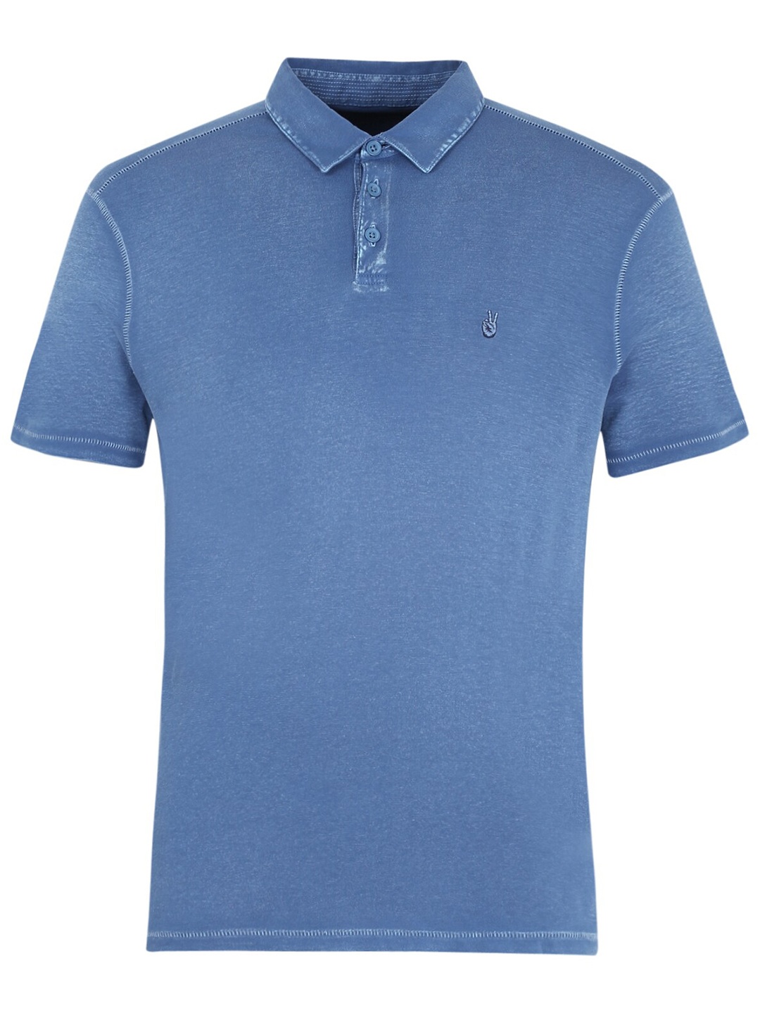 

JOHN VARVATOS Men Blue Polo Collar Pure Cotton T-shirt