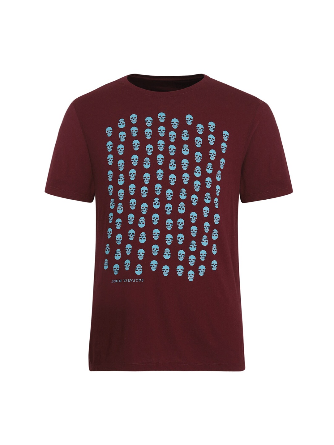 

JOHN VARVATOS Men Maroon & Blue Graphic Printed Pure Cotton T-shirt