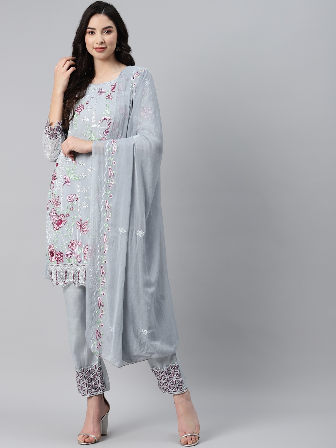 

Readiprint Fashions Grey & White Embroidered Unstitched Dress Material