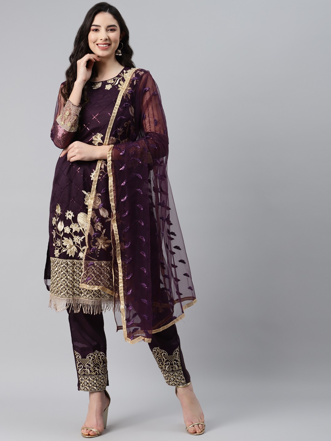 

Readiprint Fashions Purple Embroidered Unstitched Dress Material