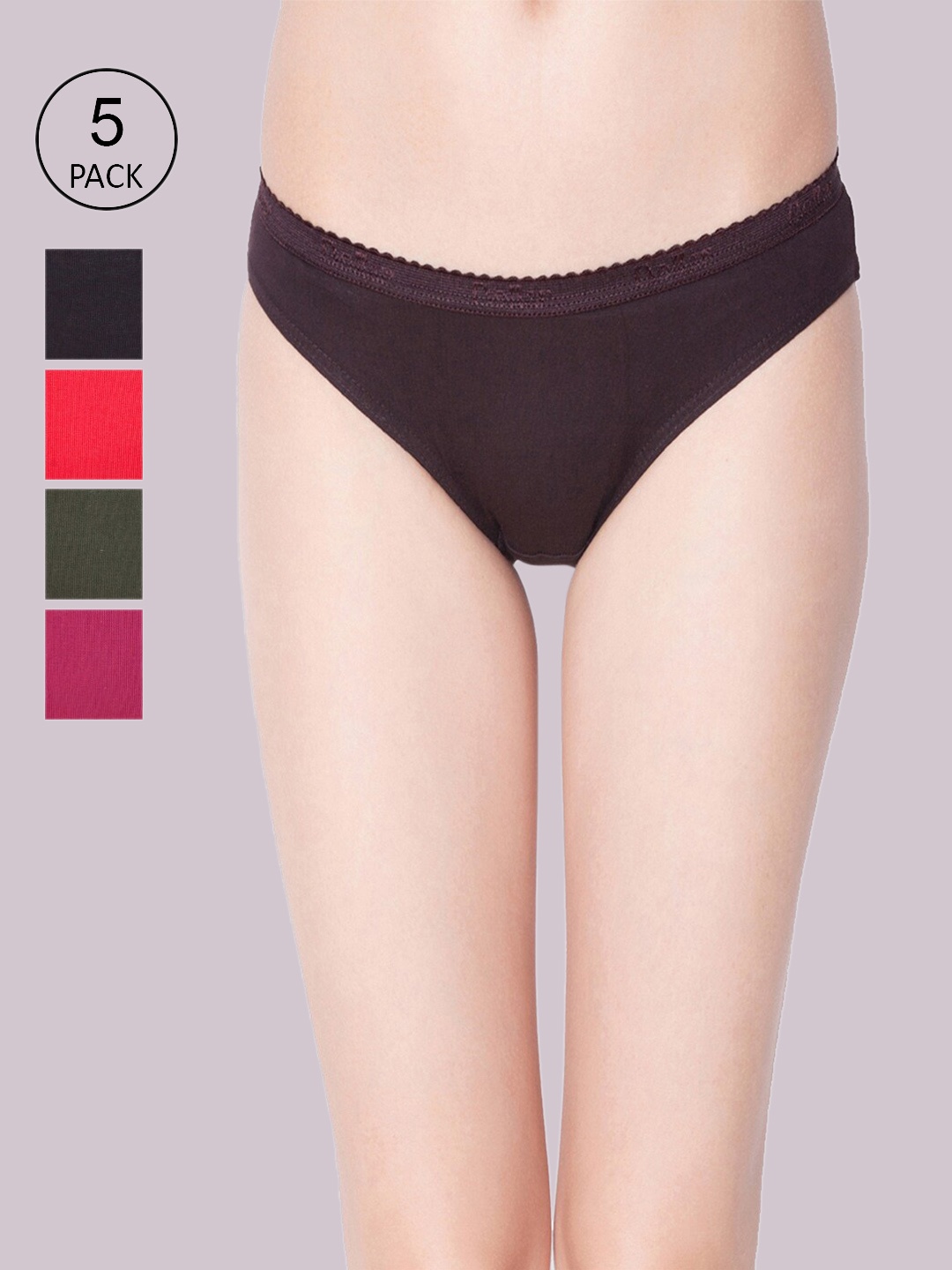 

Dollar Missy Women Set of 5 Solid Bikini Panties, Multi
