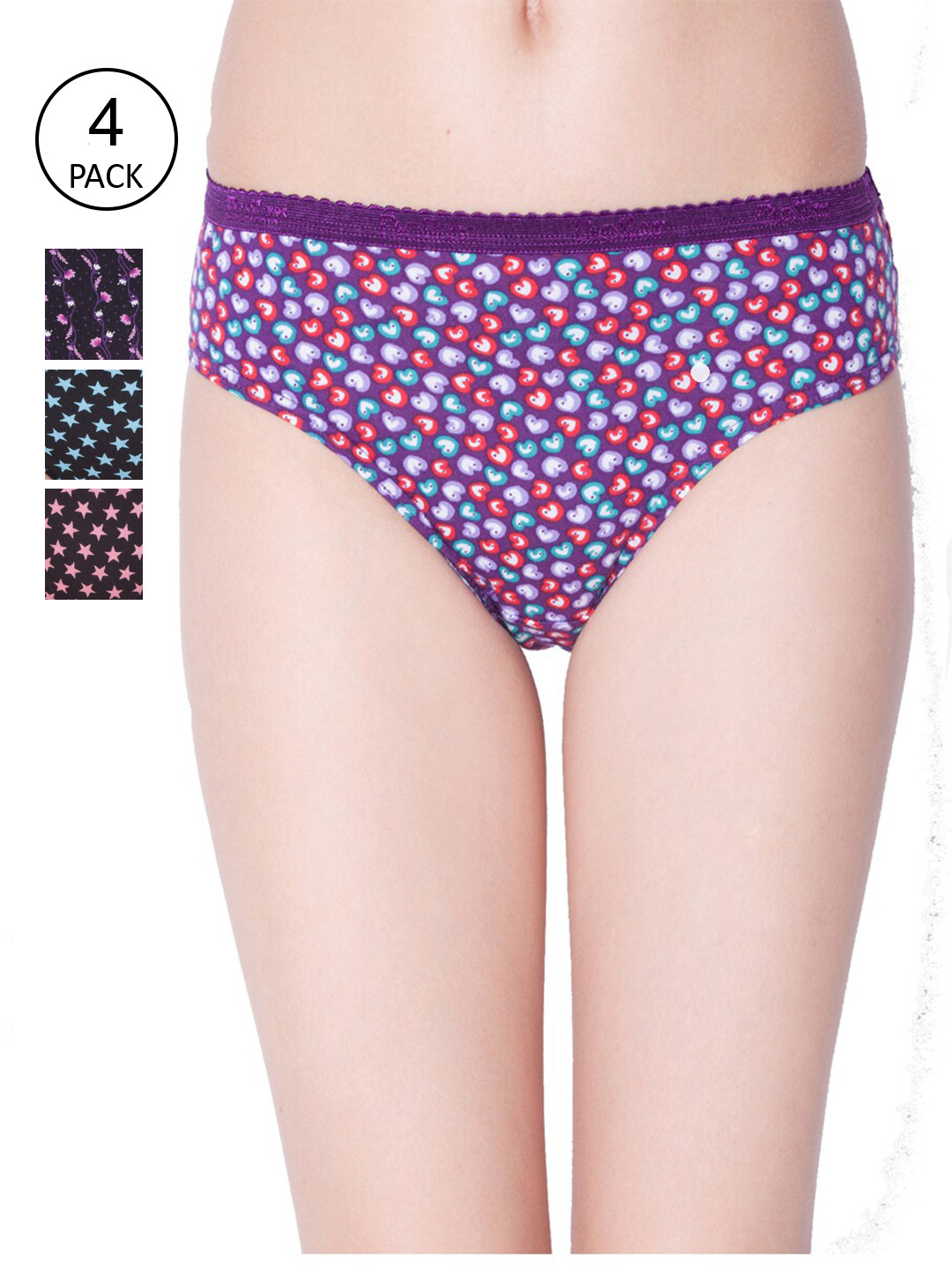

Dollar Missy Women Pack of 4 Printed Hipster Panties, Assorted