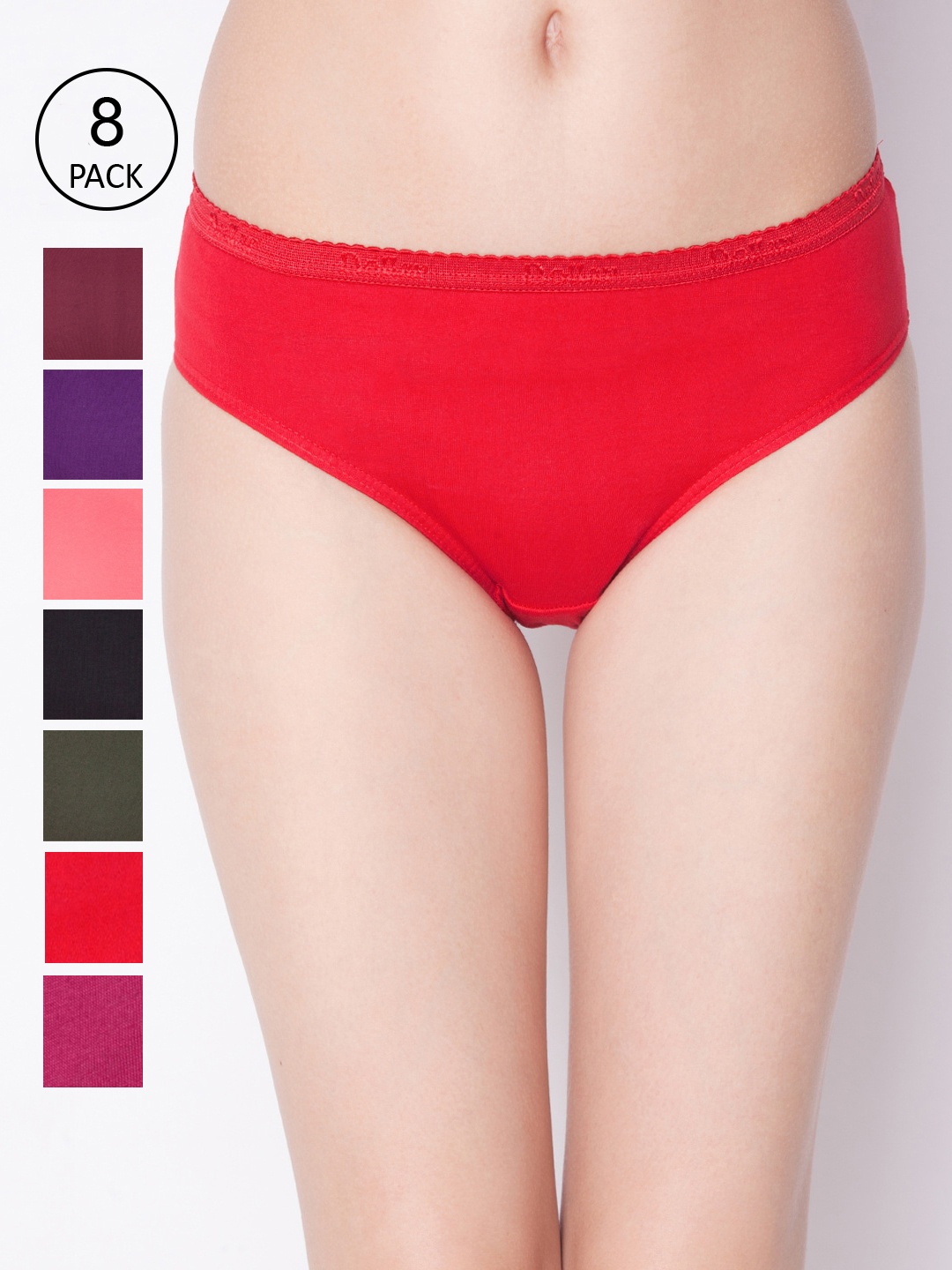 

Dollar Missy Pack of 8 Solid Outer Elasticated Hipster Panty MMBB-101S-R3-OE-PO8, Assorted