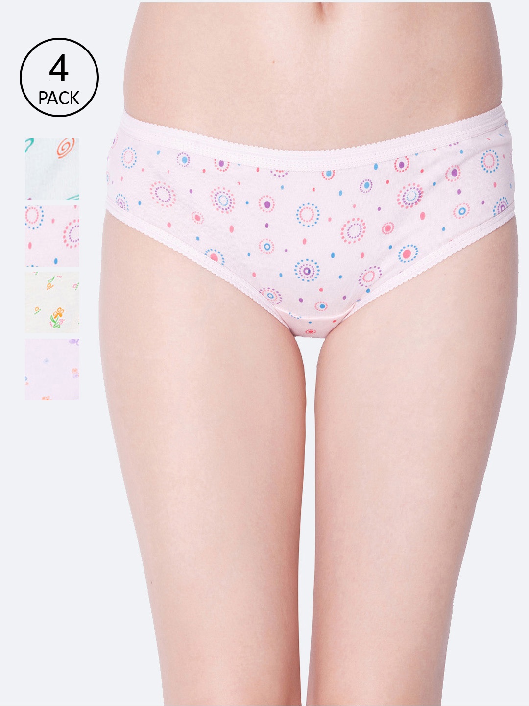 

Dollar Missy Women Pack of 4 Printed Hipster Panties, Assorted
