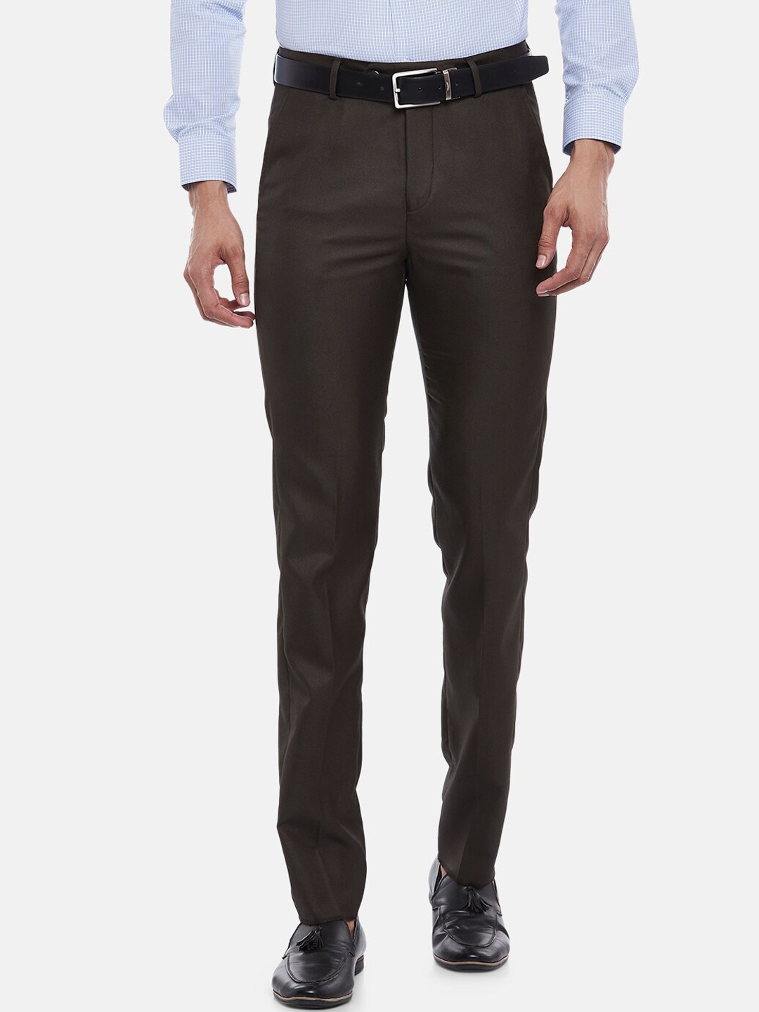 

BYFORD by Pantaloons Men Brown Slim Fit Low-Rise Trousers