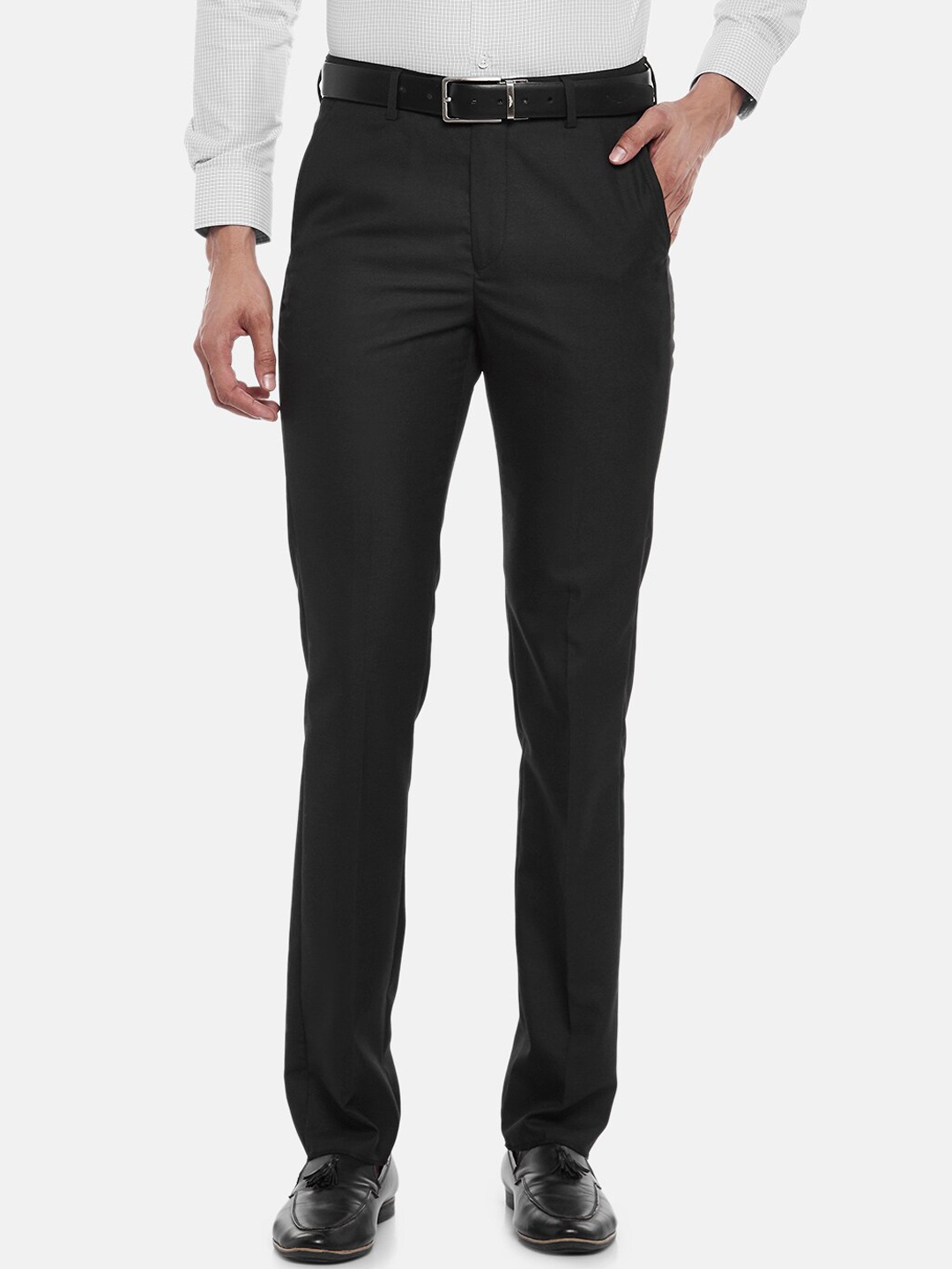 

BYFORD by Pantaloons Men Black Slim Fit Low-Rise Trousers