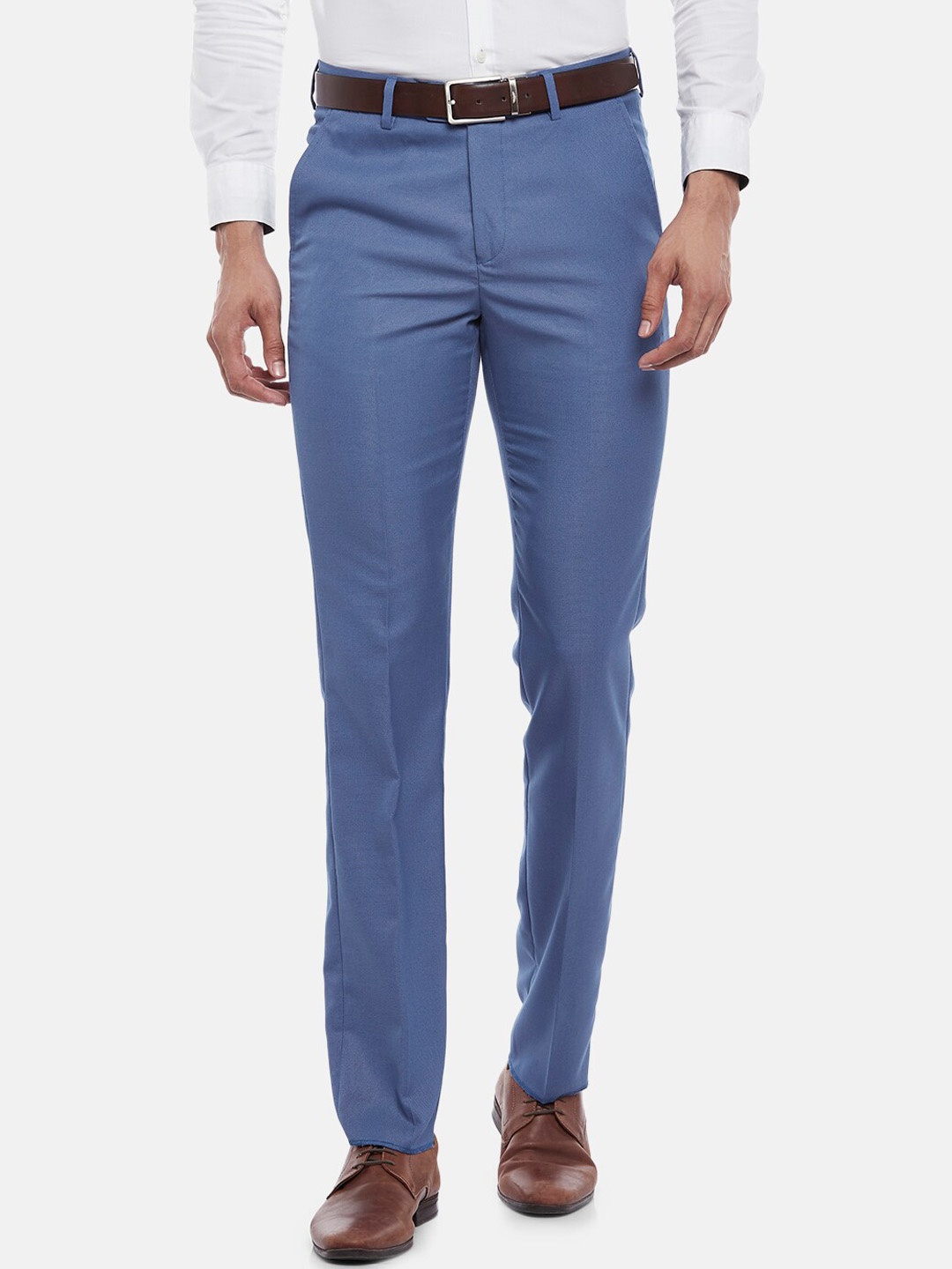 

BYFORD by Pantaloons Men Blue Slim Fit Low-Rise Trousers