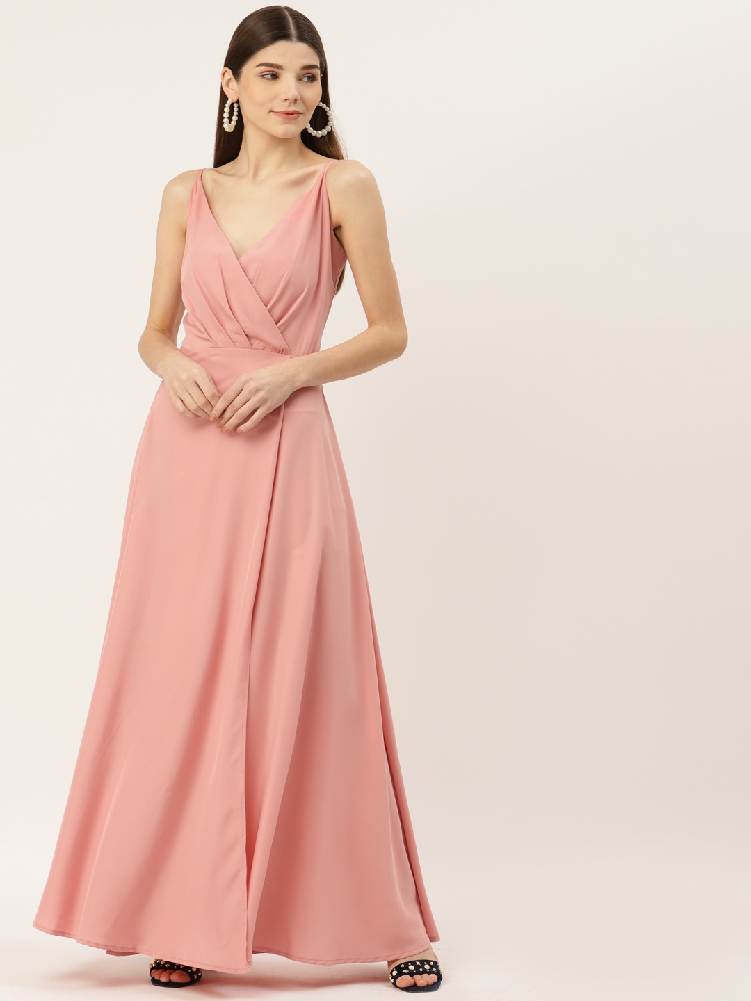 

Deewa Peach-Coloured Crepe Maxi Dress