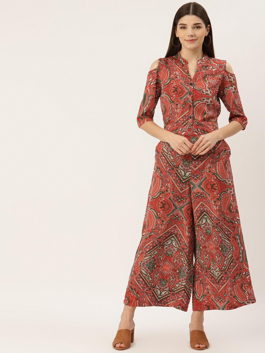 

Deewa Pink & Green Floral Printed Jumpsuit
