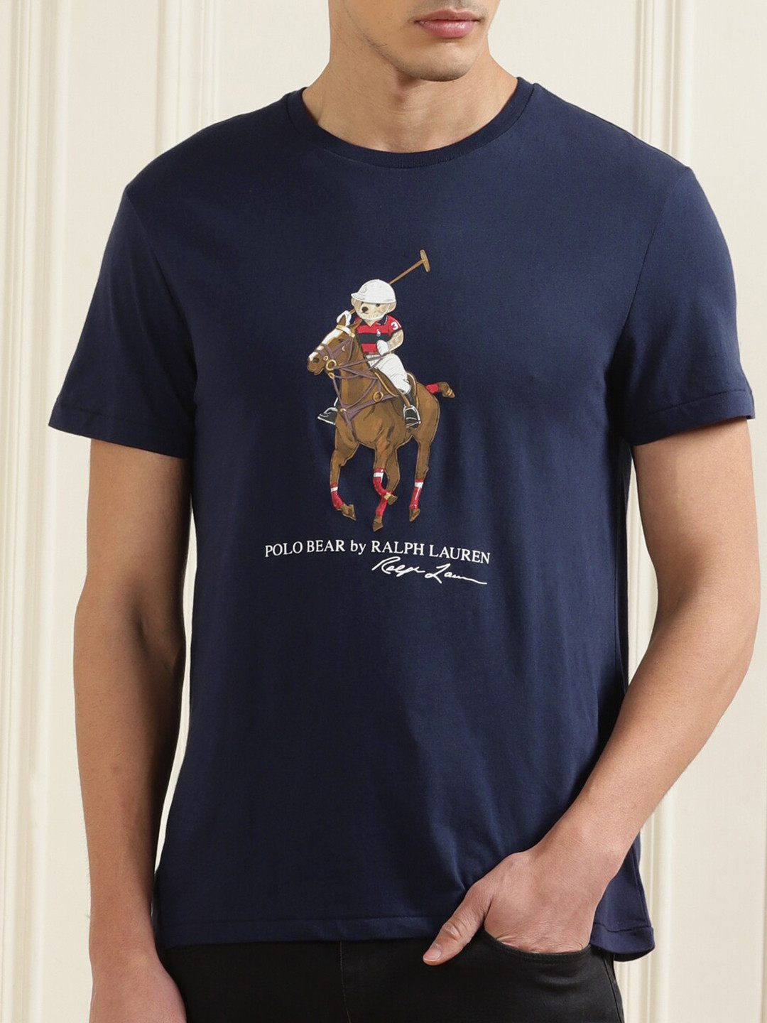 

Polo Ralph Lauren Men Navy Blue Printed T-shirt