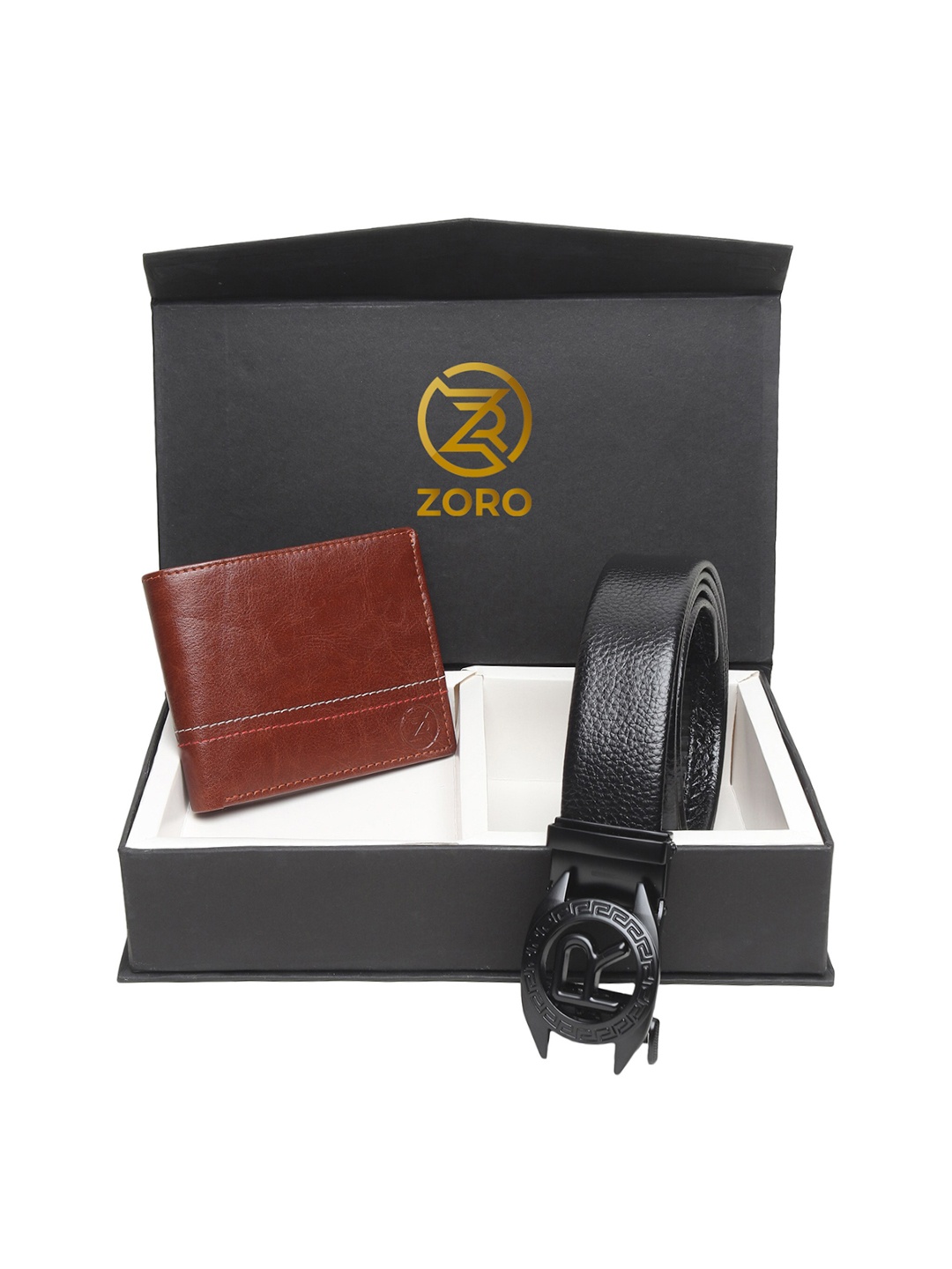 

ZORO Men Black & Brown Solid Belt Wallet Combo Set