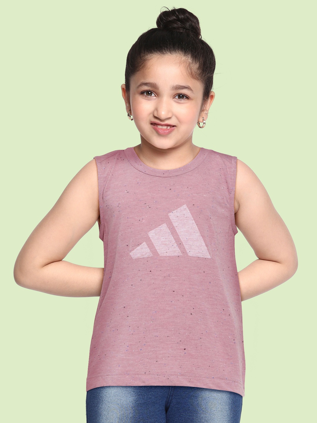 

ADIDAS Mauve & White Brand Logo Print Tank Top