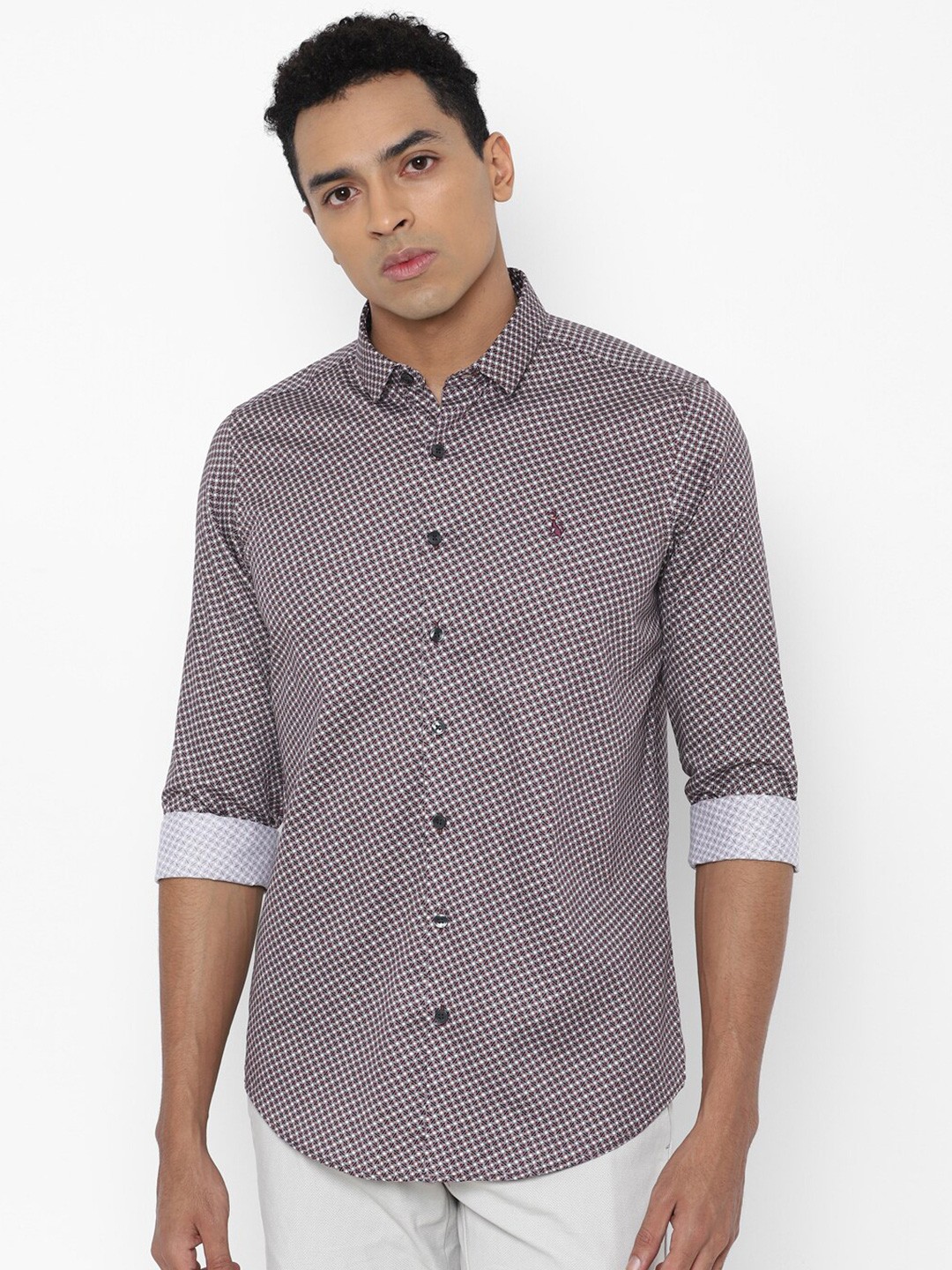 

SIMON CARTER LONDON Men Grey Slim Fit Printed Cotton Casual Shirt