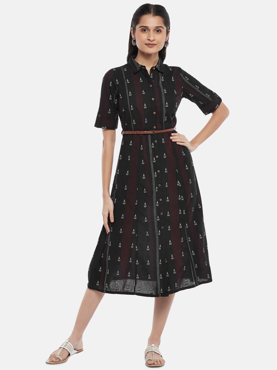 

AKKRITI BY PANTALOONS Black Shirt Style Dress
