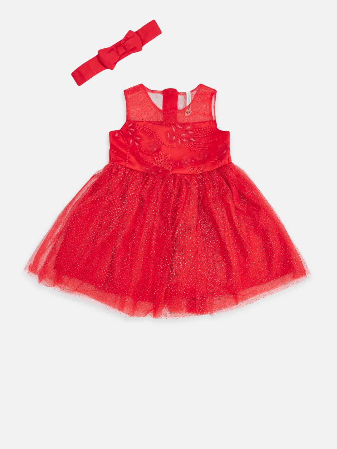 

Pantaloons Baby Girls Red Embellished Fit & Flare Dress