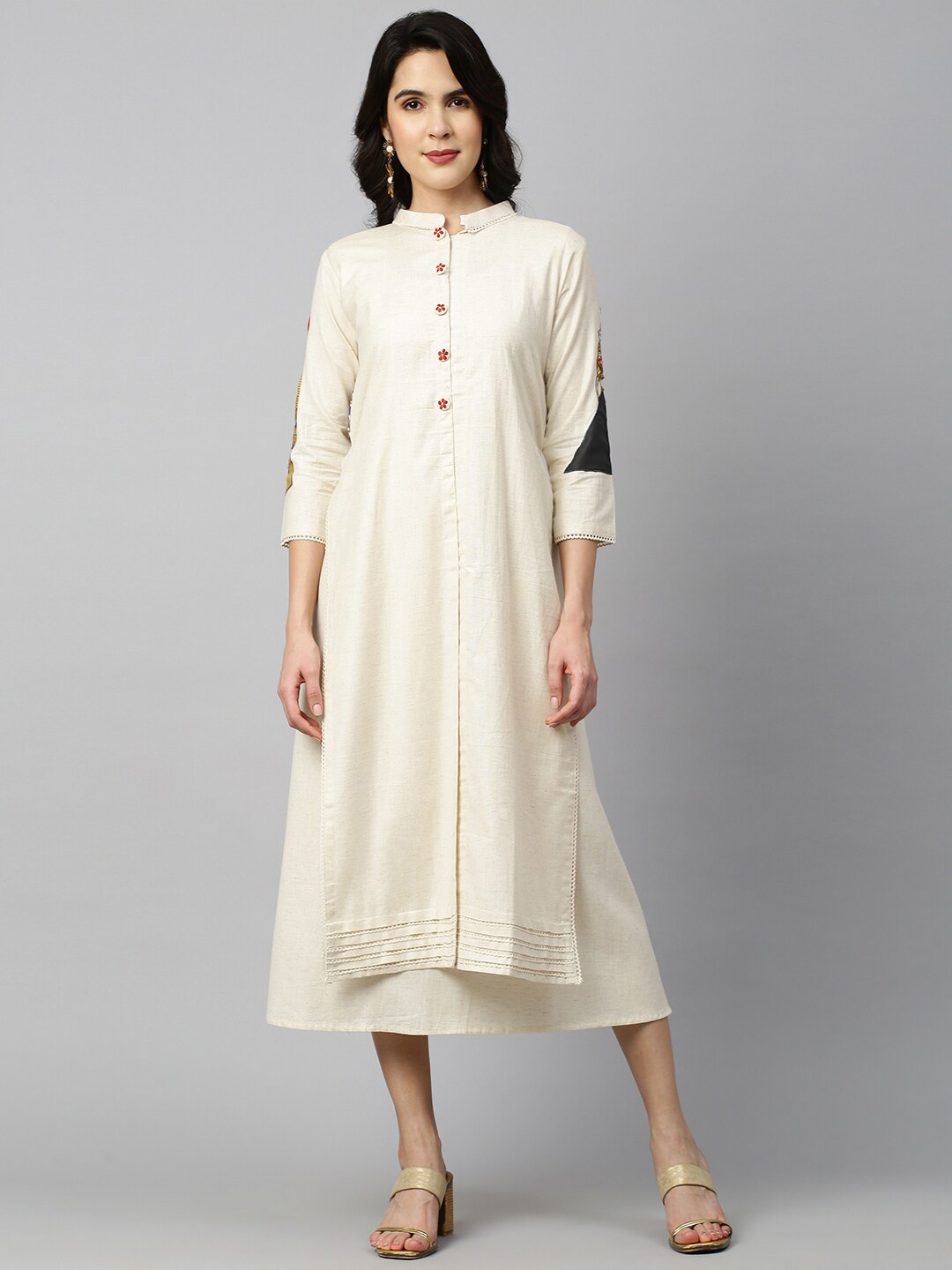 

FASHOR Off White & Black A-Line Midi Dress