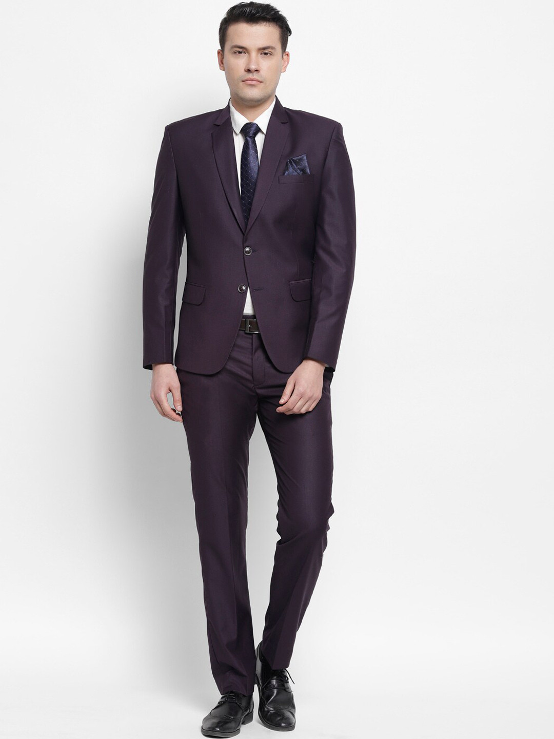 

LUXURAZI Men Purple Solid Single-Breasted Slim-Fit 2-Piece Formal Suit