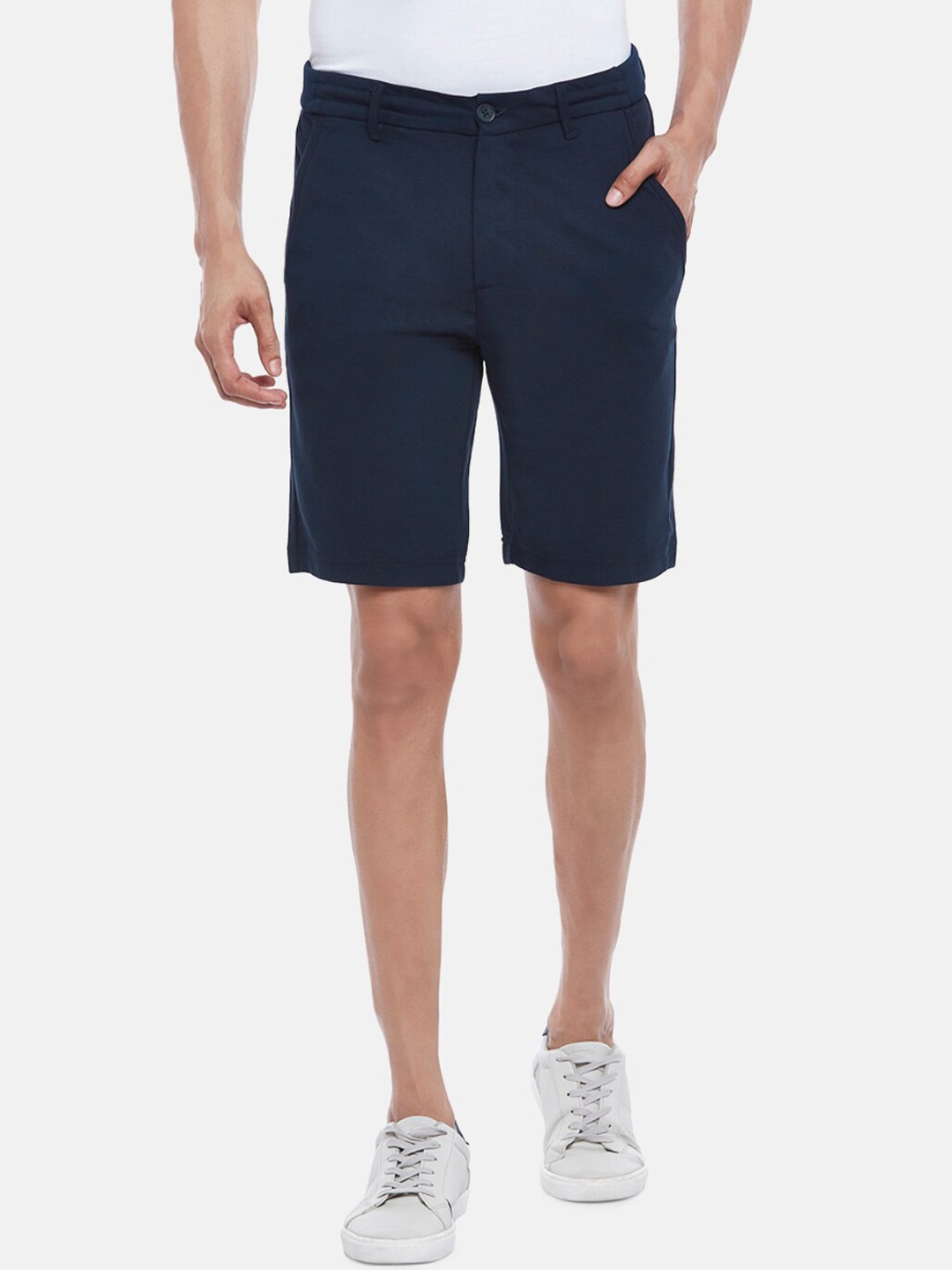 

BYFORD by Pantaloons Men Navy Blue Slim Fit Shorts