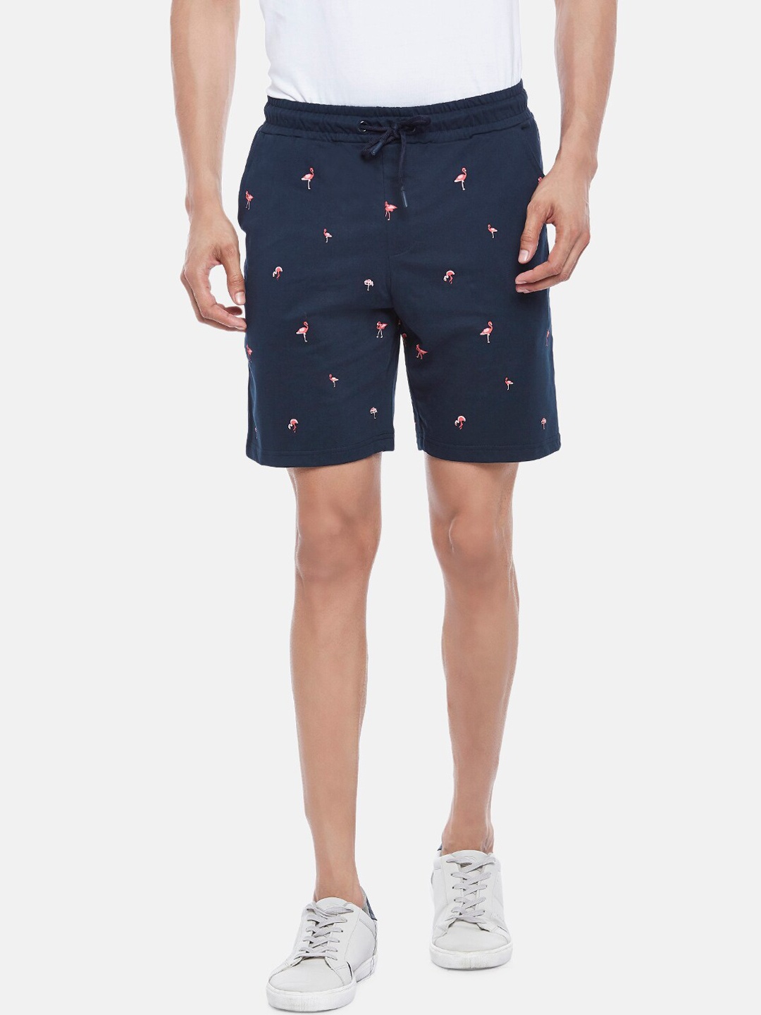 

Urban Ranger by pantaloons Men Navy Blue Conversational Printed Slim Fit Shorts