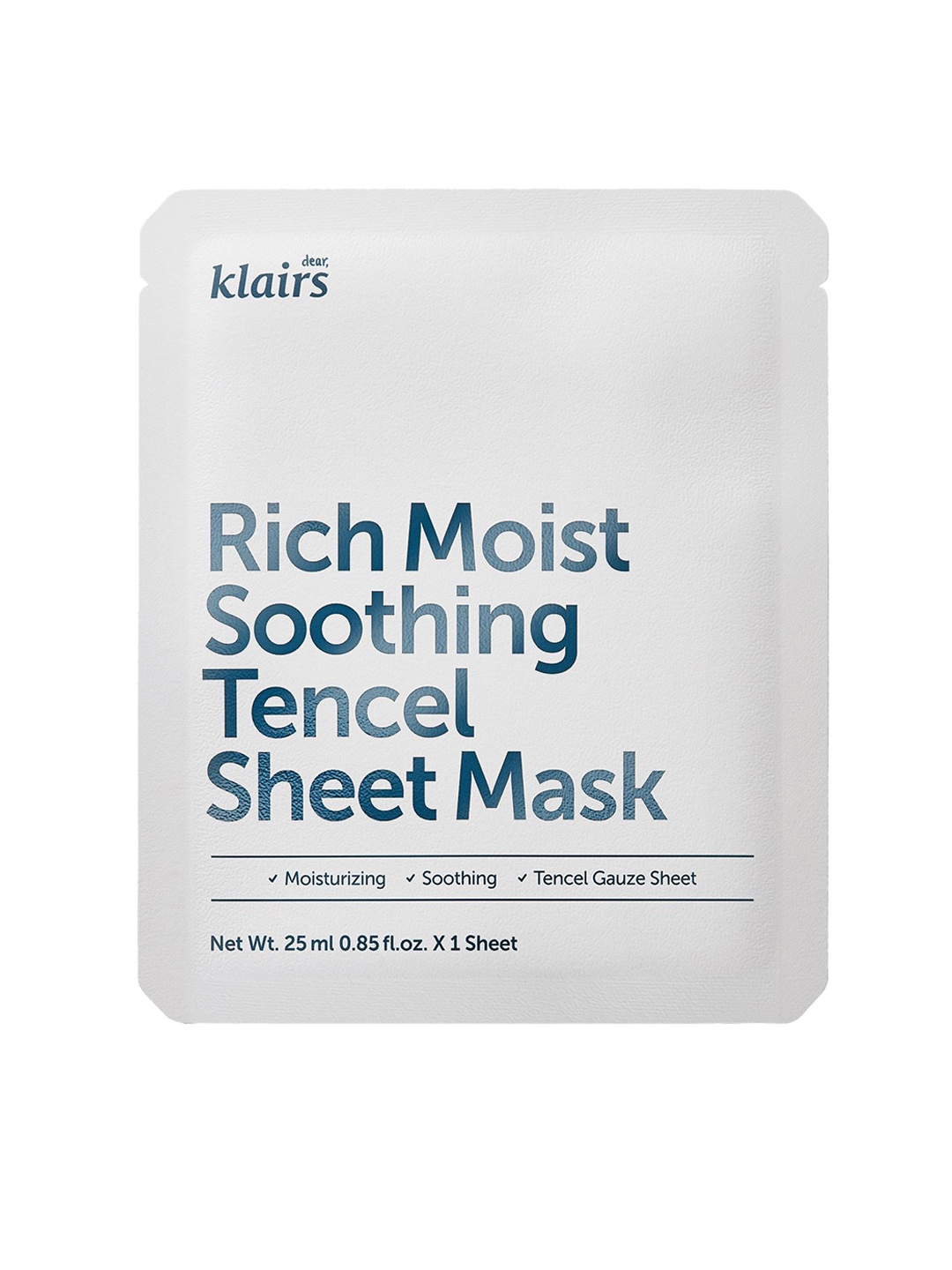 

dear klairs Korean Rich Moist Soothing Tencel Sheet Mask with Ceramide & Aloe Vera - 1Pcs, White