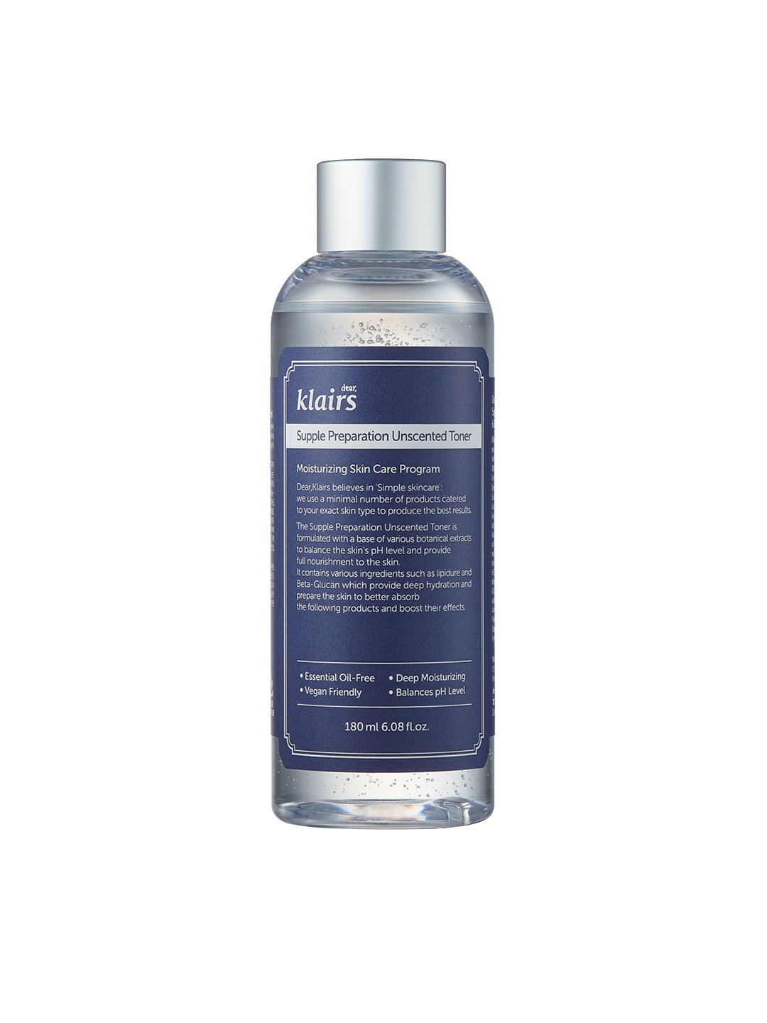 

dear klairs Korean Vegan Supple Preparation Unscented Toner with with Amino Acids - 180 ml, Navy blue