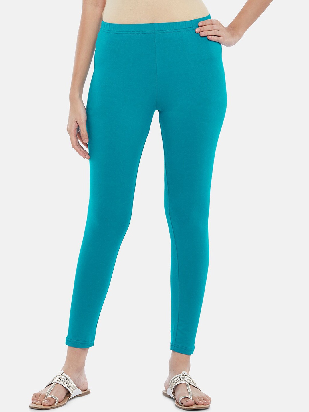 

RANGMANCH BY PANTALOONS Women Turquoise Blue Solid Ankle-Length Leggings