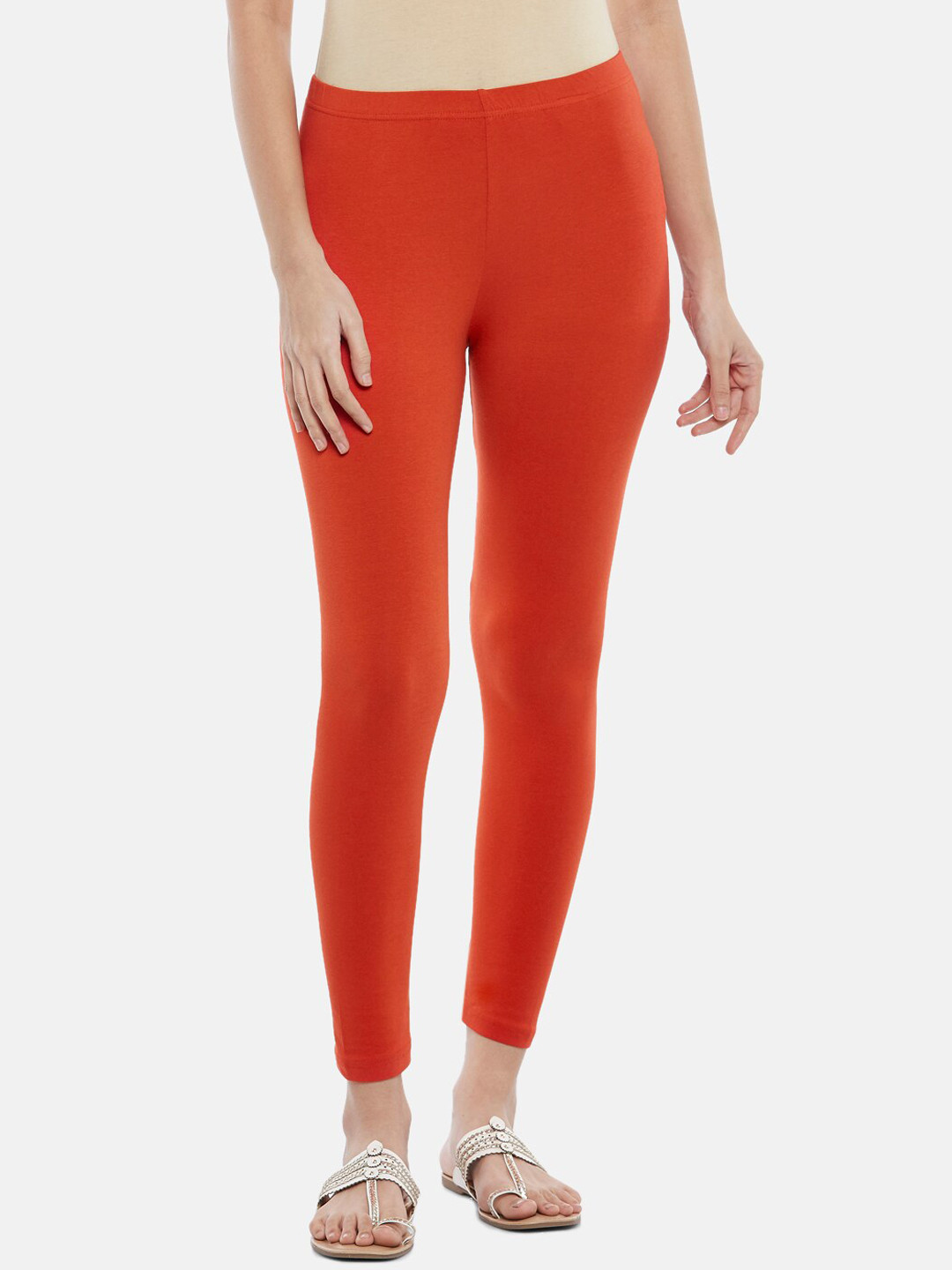 

RANGMANCH BY PANTALOONS Women Red Solid Ankle-Length Leggings