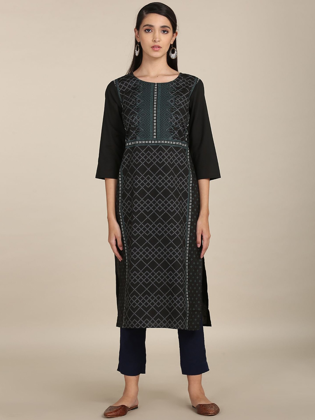 

Karigari Women Black Printed Kurta