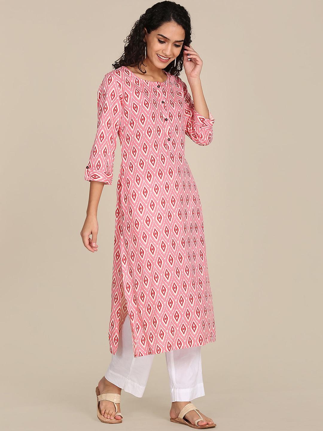 

Karigari Women Pink Printed Kurta