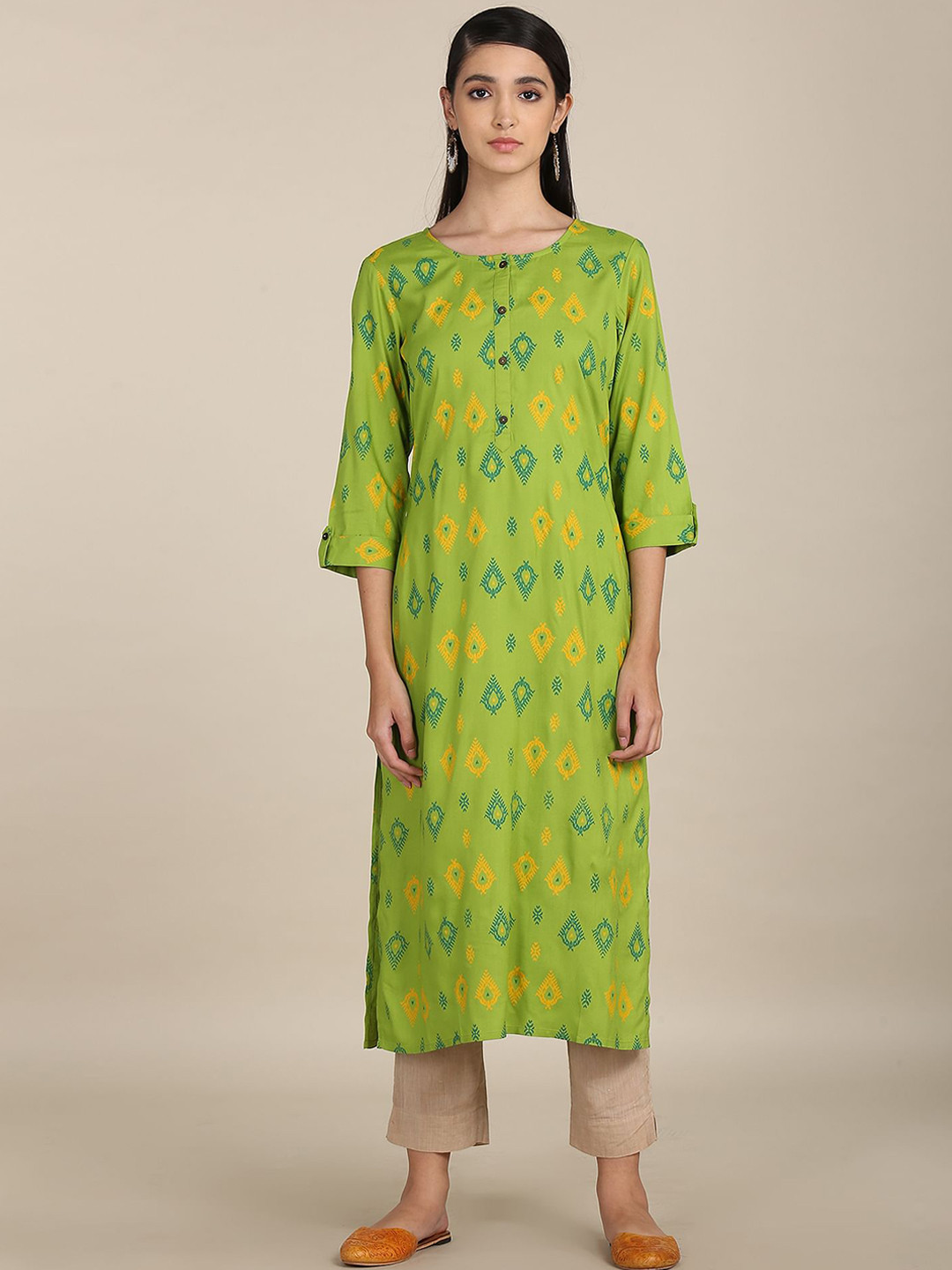

Karigari Women Green Printed Kurta