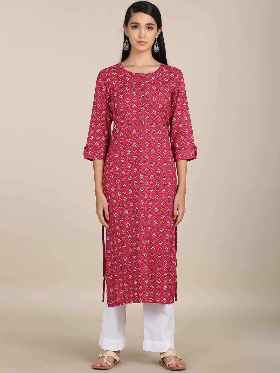 

Karigari Wine Ethnic Motifs Printed Work Kurta, Burgundy
