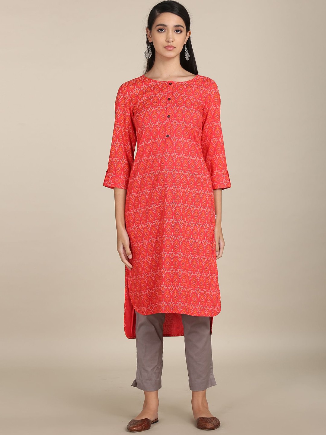 

Karigari Women Red Ethnic Motifs Rayon Printed Kurta